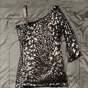 VENUS Metallic Black and Silver Dress